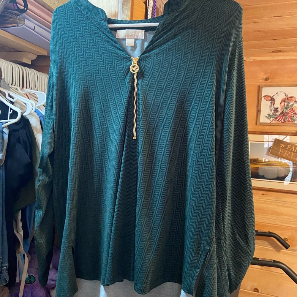 Michael Kors Green Zip-Up Top